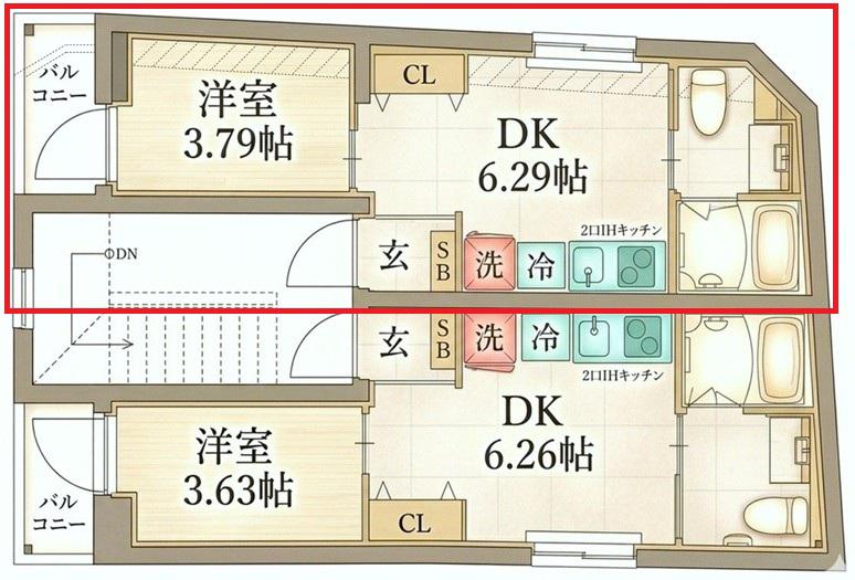 リアル北千住(1DK/2階)の間取り写真