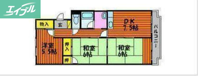 21ハイツ新保(3DK/2階)の間取り写真