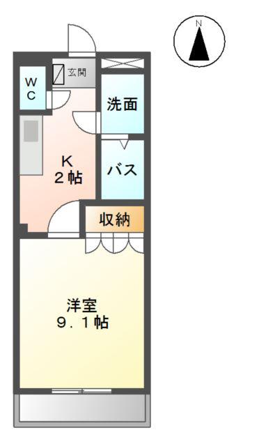 URBAN KNOLL(1K/1階)の間取り写真