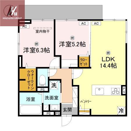 D-ROOM中小阪(2LDK/1階)の間取り写真