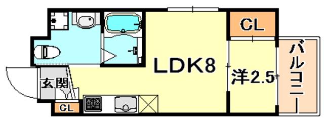 ザ・コッチ神戸(1LDK/6階)の間取り写真
