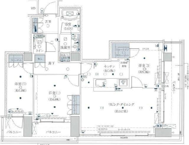 プレミスト浜松中央タワー(3LDK/7階)の間取り写真