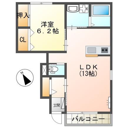 プレジール神爪(1LDK/1階)の間取り写真