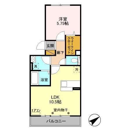 メルベーユII(1LDK/2階)の間取り写真