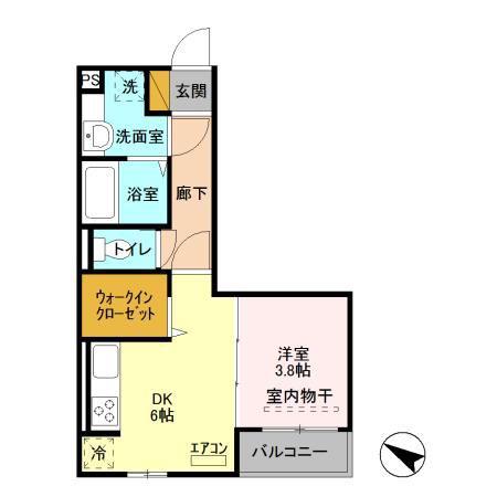 AXIS北松戸(1DK/3階)の間取り写真