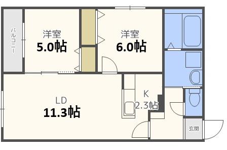 マンダリン恵み野(2LDK/4階)の間取り写真