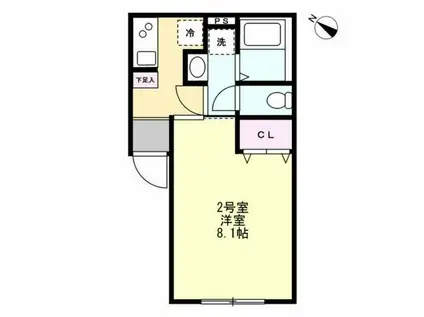 ベイルーム小田急相模原Ⅱ(1K/1階)の間取り写真