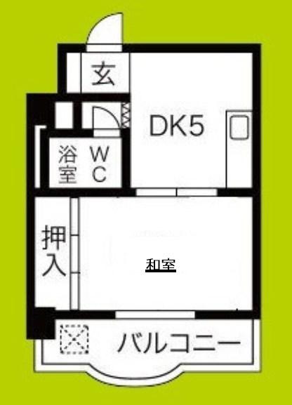 朝日プラザ末吉橋(1DK/6階)の間取り写真