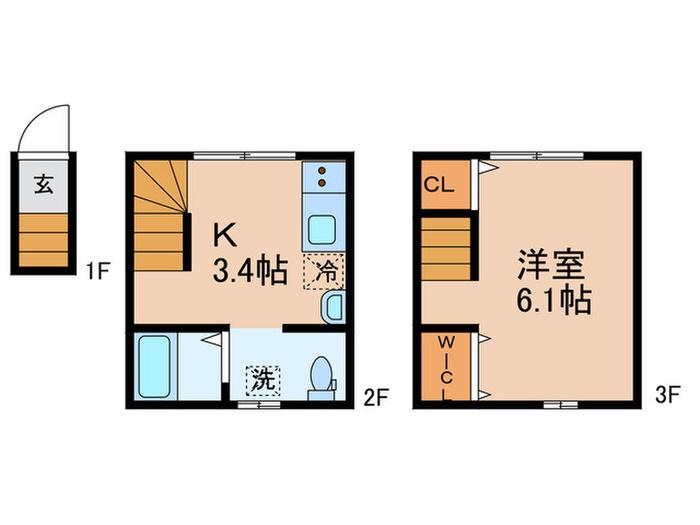 東京メトロ副都心線 雑司が谷駅(東京メトロ) 徒歩5分 3階建 築8年(1K/2階)の間取り写真