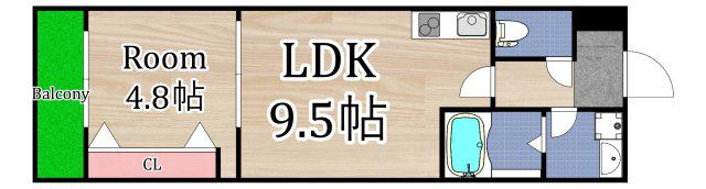 アート守口(1LDK/2階)の間取り写真