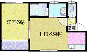 リバーサイド青葉(1DK/2階)の間取り写真