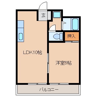 権藤ビル(1LDK/2階)の間取り写真