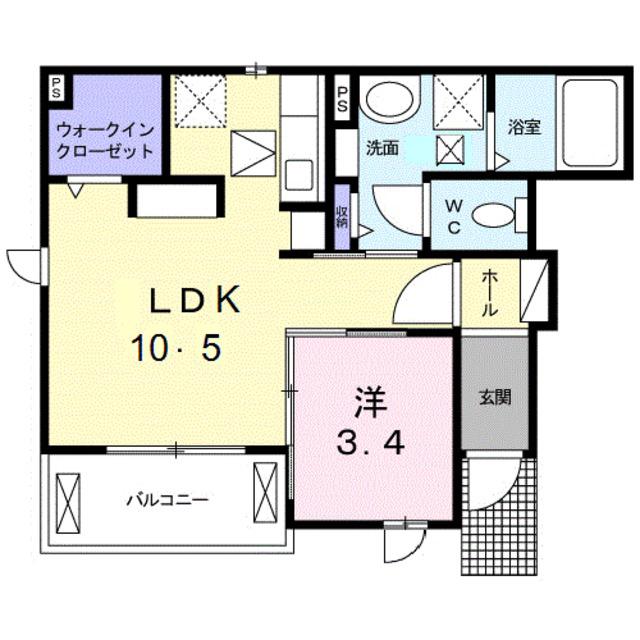 ヴィラ桜(1LDK/1階)の間取り写真
