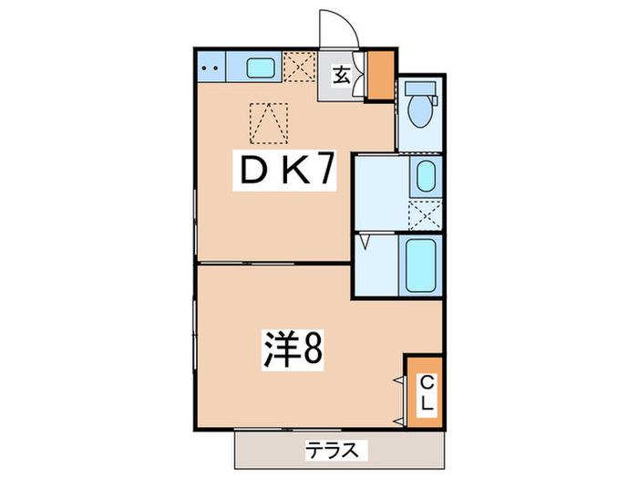 サウスジョイ(1DK/1階)の間取り写真