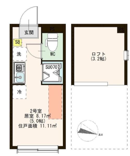 ハーモニーテラス西小岩VI(ワンルーム/1階)の間取り写真