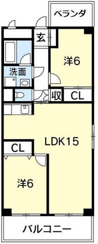 シティコーポ沖浜(2LDK/1階)の間取り写真