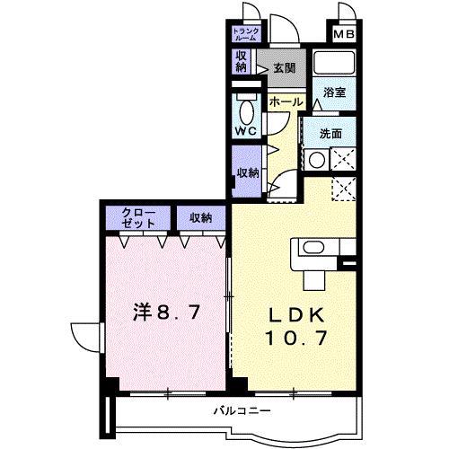 シャンポール・A(1LDK/2階)の間取り写真