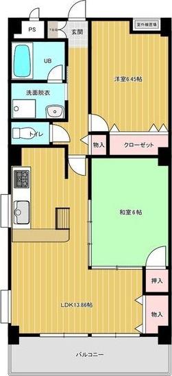 センタースクエア春日井(2LDK/5階)の間取り写真