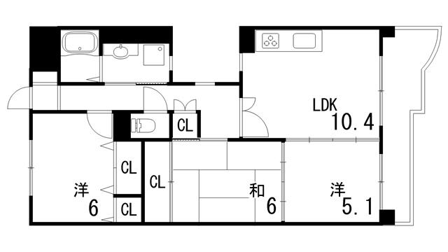 KDXレジデンス夙川ヒルズ 3番館(3LDK/3階)の間取り写真