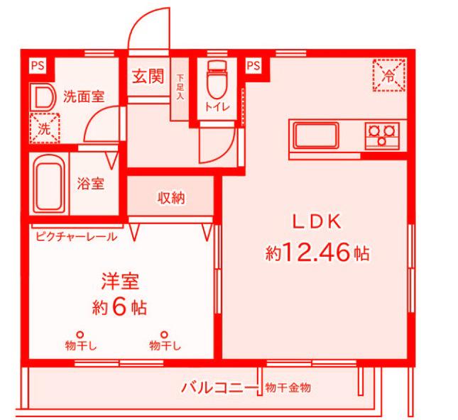 ビューテラスK(1LDK/2階)の間取り写真