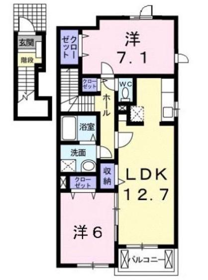 エールヴェール(2LDK/2階)の間取り写真