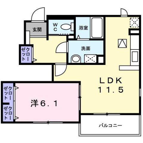 向ヶ丘 C(1LDK/1階)の間取り写真