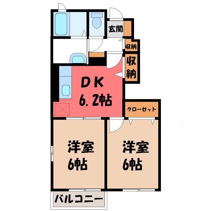 グローリ-III(2DK/1階)の間取り写真