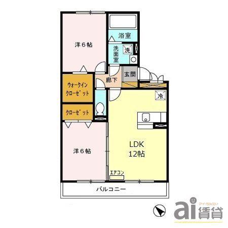 セジュールZEN弐番館(2LDK/2階)の間取り写真