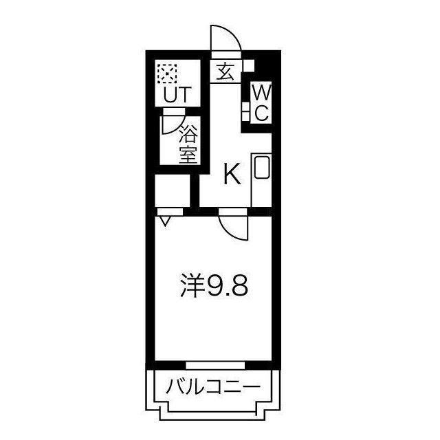 IRIS RESIDENCE稲川(1K/4階)の間取り写真