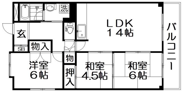 第二メゾン香里(3LDK/2階)の間取り写真