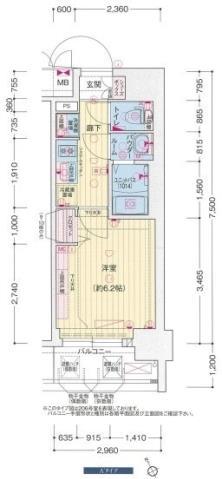 プレサンス横浜鶴見市場シュネル(1K/10階)の間取り写真