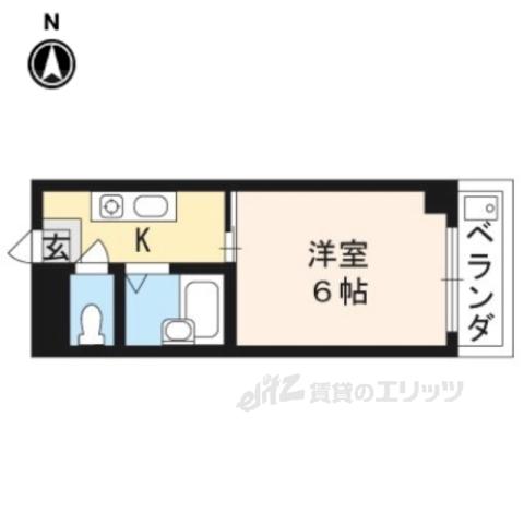伏見上野ハイツ(1K/3階)の間取り写真