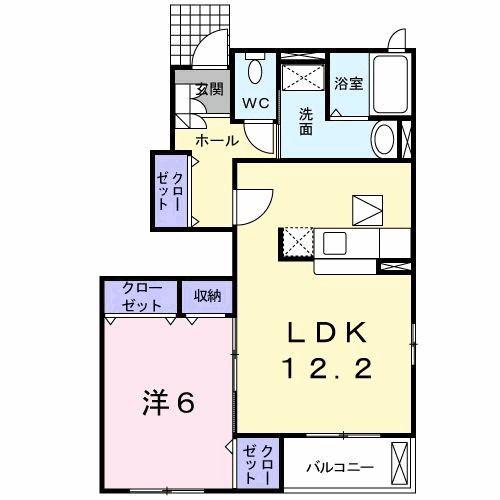 クレメントA棟(1LDK/1階)の間取り写真