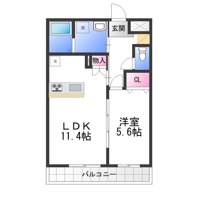 ひまわり(1LDK/1階)の間取り写真