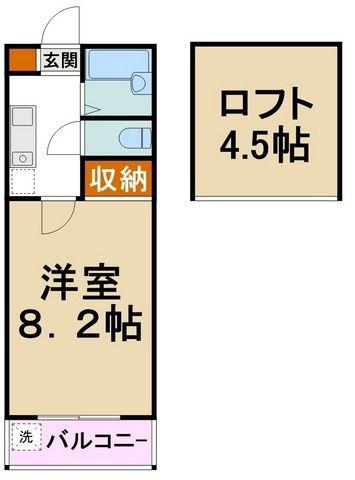 フラットウエストII(1K/2階)の間取り写真