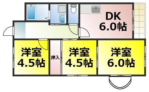 グランソシエ大正(3DK/5階)の間取り写真