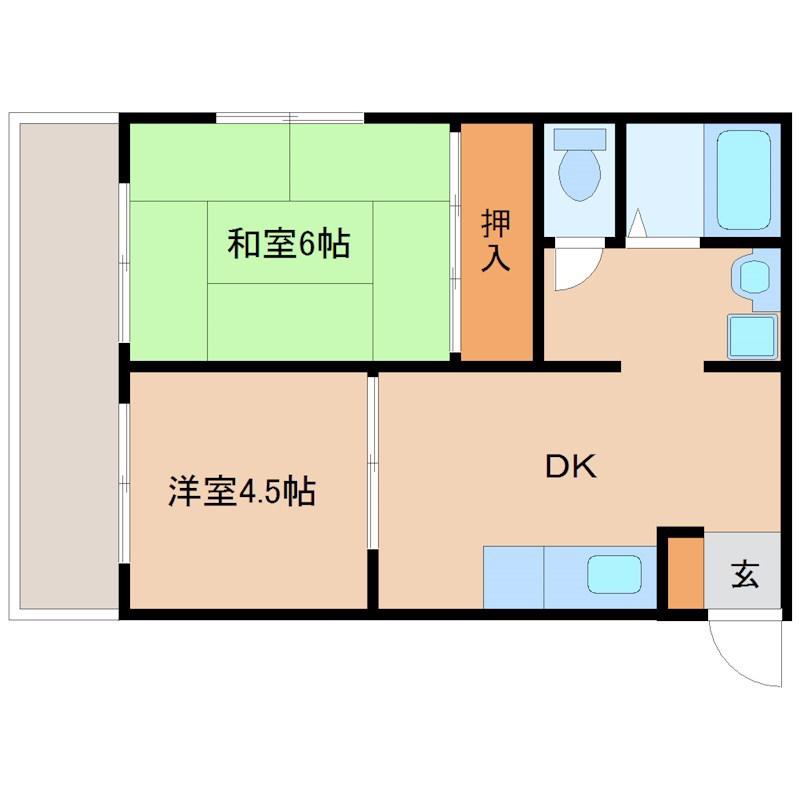 西桜木ハイツ(2DK/2階)の間取り写真