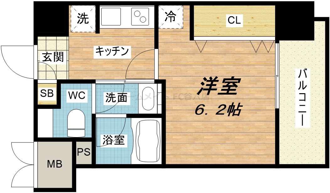 FUJIMAN北山町(1K/3階)の間取り写真