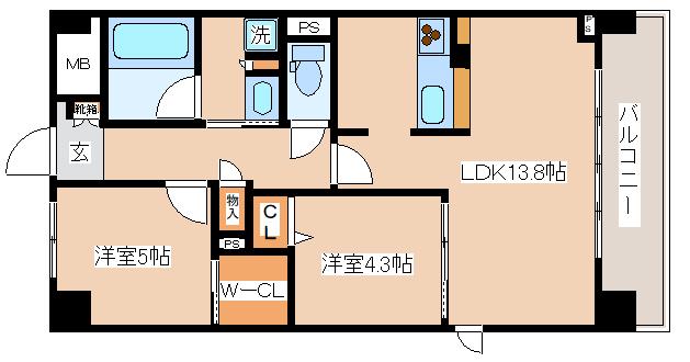 ソフィット岬(2LDK/2階)の間取り写真
