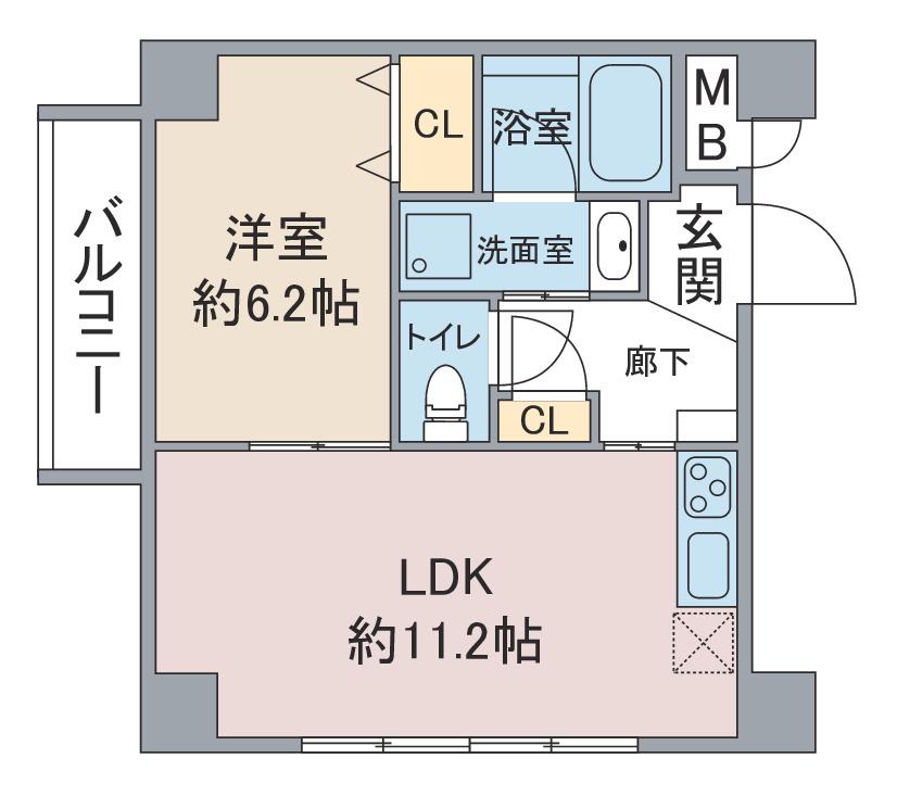 ショコラ(1LDK/2階)の間取り写真