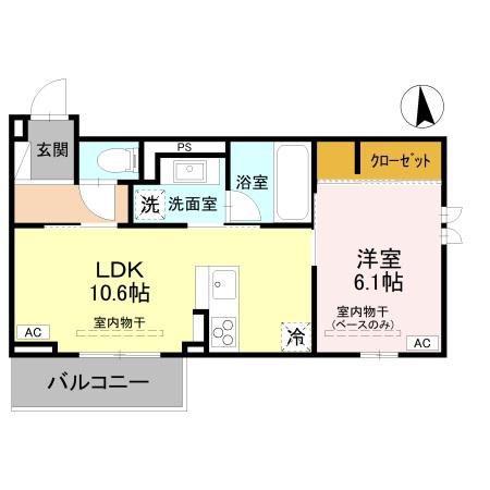 レイール(1LDK/2階)の間取り写真