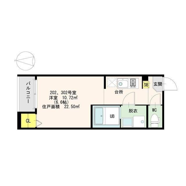 ラルーチェ(ワンルーム/2階)の間取り写真