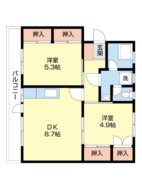 東都マンション(2DK/4階)の間取り写真