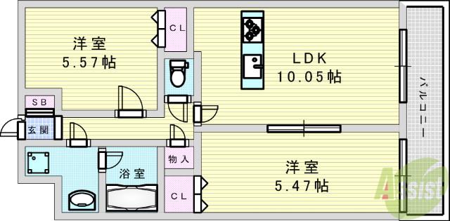 東明マンション壱番館(2LDK/8階)の間取り写真