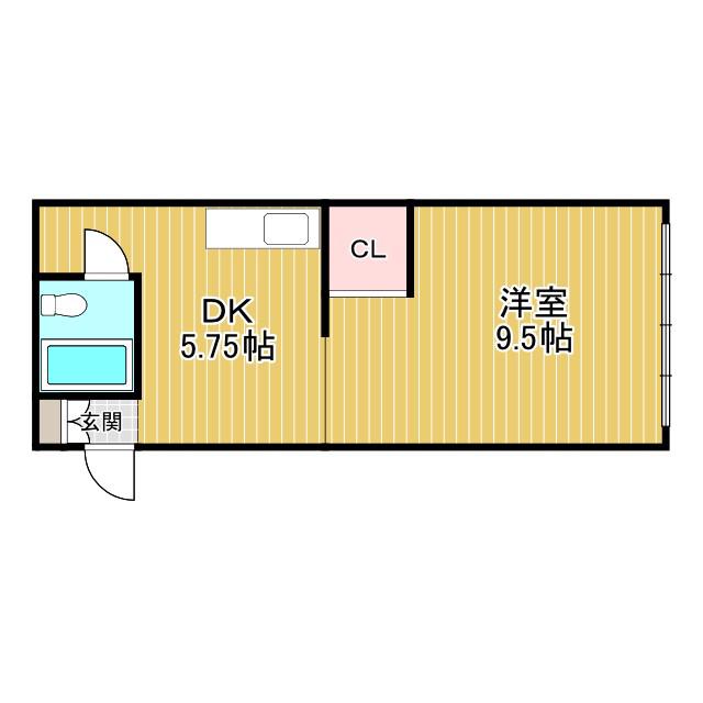 ハイツ513(1DK/2階)の間取り写真