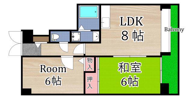 アルテハイム城北I号棟(2LDK/8階)の間取り写真