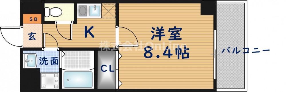 メルディアキューブやえのさと(1K/2階)の間取り写真