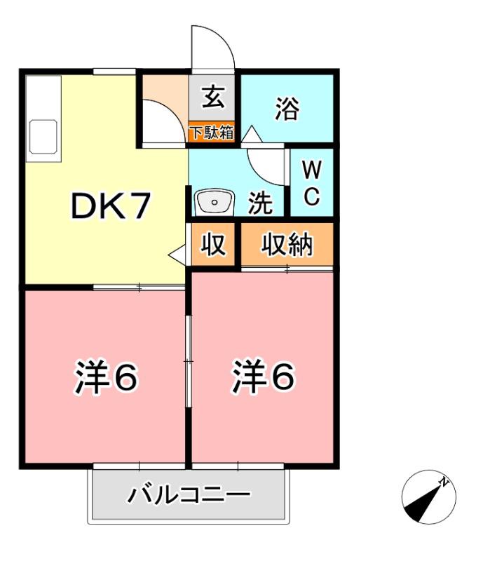 セピア中島(2DK/2階)の間取り写真