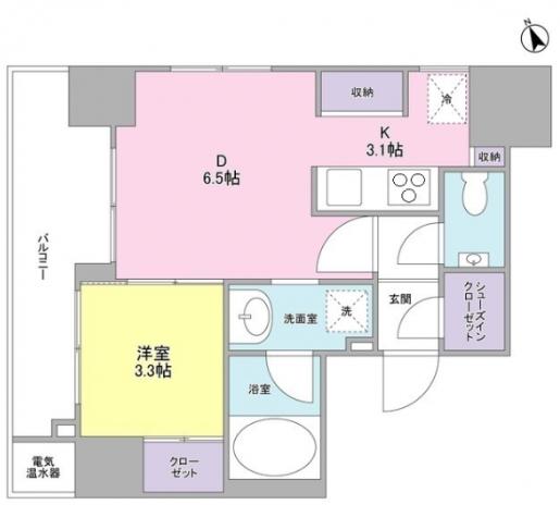 MIO CASTELLO 武蔵小山II(1DK/9階)の間取り写真