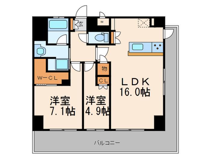 THE R(2LDK/7階)の間取り写真